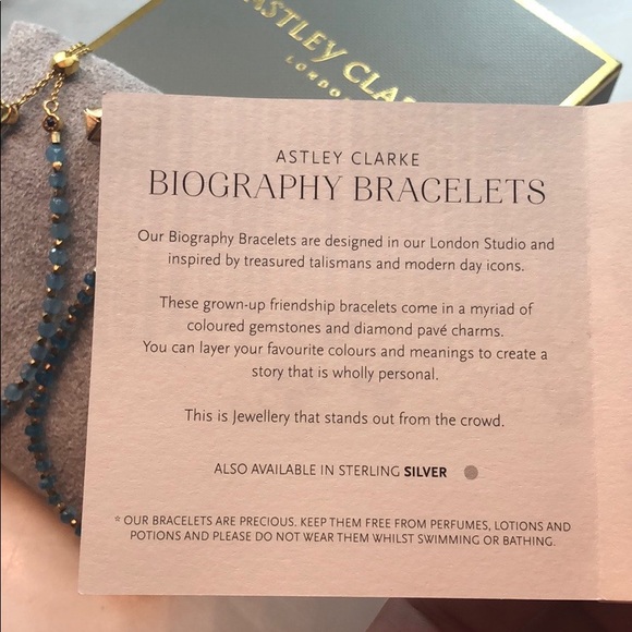 NEW Astley Clarke Vermeil 18K Sterling Silver Bracelet Adjustable Blue Spinel - Picture 2 of 6